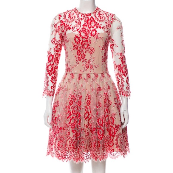 ALEXIS Bella Dress size S red nude lace - Picture 2 of 5